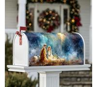 Coperture magnetiche per cassette postali della nività, acquerello rustico, pecora, stella, Natale, blu, decorazione per giardino, 45,7 x 53,3 cm