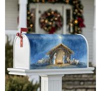 Coperture magnetiche per cassette postali della nività, copertura per cassetta postale natalizia rustica con pecore e stelle, blu stagionale, per decorazioni da giardino e esterni, 45,7 x 53,7 cm