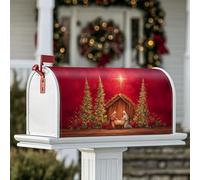 Coperture magnetiche per cassette postali della nività, copertura per cassetta postale stagionale per alberi di Natale tradizionali di Natale con stelle rosse per decorazione cortile 45,7 x 53,3 cm