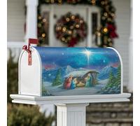 Coperture magnetiche per cassette postali della nività, decorazioni natalizie tradizionali per cassetta postale con montagne e stelle, blu, per esterni e cortile, 45,7 x 53,3 cm