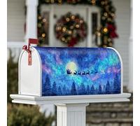 Coperture magnetiche per cassette postali di Babbo Natale, con renna e luna, blu per decorare il cortile, 53 x 64 cm