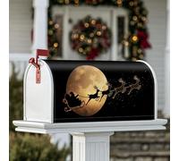 Coperture magnetiche per cassette postali di Babbo Natale, decorazioni natalizie per cassetta delle lettere con renna e luna, colore nero, per decorazione da giardino e cortile, 53 x 64 cm