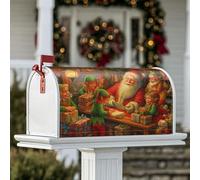 Coperture magnetiche per cassette postali di Babbo Natale, elfi festivi di Natale, coperture rosse per cassetta delle lettere per esterni, decorazione da cortile 45,7 x 53,7 cm