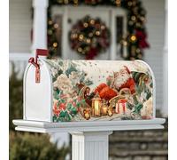 Coperture magnetiche per cassette postali di Babbo Natale, lanterne natalizie vintage, regali di Natale rosso per le vacanze della cassetta delle lettere per decorazioni per casa e giardino, 53 x 65,5