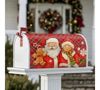 Coperture magnetiche per cassette postali di Babbo Natale, Natale, omino di pan di zenzero, fiocchi di neve, protezione per cassetta postale rossa per la decorazione del cortile 53 x 64 cm