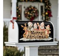 Coperture magnetiche per cassette postali di Babbo Natale, Natale, pupazzo di neve, renna, colore nero, per decorazione cortile anteriore 53 x 64 cm