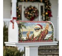 Coperture magnetiche per cassette postali di Babbo Natale, palma tropicale festiva, oceano, Natale, rosso, decorazione per cortile, 45,7 x 53,3 cm