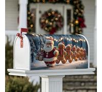 Coperture magnetiche per cassette postali di Babbo Natale, regalo natalizio con omino di pan di zenzero, copertura per cassetta delle lettere rossa per esterni, decorazione da cortile, 45,7 x 53,7 cm