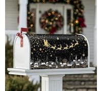 Coperture magnetiche per cassette postali di Babbo Natale, renne e stelle, colore nero, per decorazione del portico anteriore, 53 x 64 cm