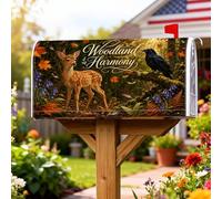 Coperture magnetiche per cassette postali di cervo, rustiche foglie di corvo naturali autunnali, coperture per cassette postali per esterni, decorazione per prato, 53 x 64 cm