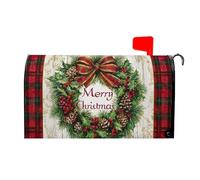 Coperture magnetiche per cassette postali di Natale, dimensioni standard 53,3 x 45,7 cm, ghirlanda natalizia rossa verde bufalo scozzese stagionale per le vacanze postali copertura per cassetta delle