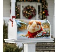 Coperture magnetiche per cassette postali di porcellini d'India, protezione per cassetta postale rossa natalizia con campane di neve, decorazione per porta d'ingresso, 53 x 65 cm