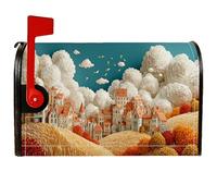 Coperture magnetiche per cassette postali, fantasiose nuvole vivaci e campi autunnali blu per le vacanze, decorazione per giardino, patio, 53 x 64 cm