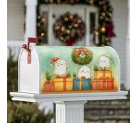 Coperture magnetiche per cassette postali fantasma, regali natalizi fantasiosi, ghirlande di Natale verdi, coperture per cassetta delle lettere per esterni, decorazione per portico anteriore, 53 x 64