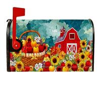 Coperture magnetiche per cassette postali fienili, rustiche per cestino della fattoria girasole autunnale rosso decorazioni per la decorazione del portico anteriore, 45,7 x 53,7 cm