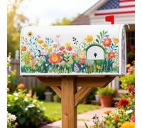 Coperture magnetiche per cassette postali floreali, copertura per cassetta postale stagionale primaverile rustica girasole crisantemo verde primaverile copertura per la decorazione del prato 45,7 x