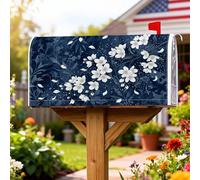 Coperture magnetiche per cassette postali floreali, eleganti foglie petali primaverili blu navy per decorazioni esterne 53 x 64 cm