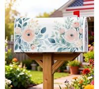 Coperture magnetiche per cassette postali floreali, rustiche e moderne, foglie di rose, primaverili, color pesca pastello, per decorazioni esterne, 53 x 64 cm