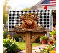 Coperture magnetiche per cassette postali Highland Cow, rustiche fattoria girasoli zucche autunnali arancioni per la decorazione del cortile anteriore 45,7 x 53,7 cm