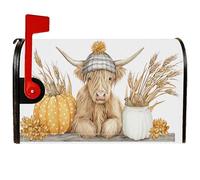 Coperture magnetiche per cassette postali Highland Cow, rustiche fattoria, zucca, grano, autunno, arancione, decorazioni per la decorazione del prato, 45,7 x 53,3 cm