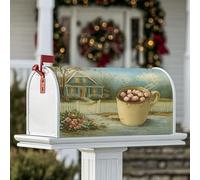 Coperture magnetiche per cassette postali Hot Chocolate, copertura invernale rustica per casette postali marroni, per esterni, giardino, cortile, decorazione 53 x 64 cm