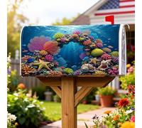 Coperture magnetiche per cassette postali in corallo, copertura per cassetta postale stagionale blu oceanico tropicale con stella marina e conchiglia, per decorazione esterna da cortile, 45,7 x 53,7