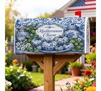 Coperture magnetiche per cassette postali in crisantemo, in ceramica rustica mediterranea, mirtilli, nessuna blu, per decorazione da giardino all'aperto, 45,7 x 53,3 cm