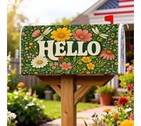 Coperture magnetiche per cassette postali in crisantemo, motivo floreale primaverile libellula coccinella primavera verde copertura per la decorazione del portico anteriore 45,7 x 53,7 cm