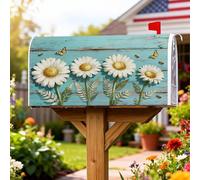 Coperture magnetiche per cassette postali in crisantemo, rustiche, con farfalle, api, primavera, turchese, decorazione per esterni, 45 x 53 cm