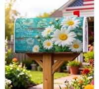 Coperture magnetiche per cassette postali in crisantemo, rustiche e floreali, in legno turchese, per esterni, giardino, cortile, decorazione 45,7 x 53,3 cm