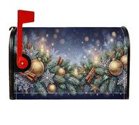 Coperture magnetiche per cassette postali in pino e oro, 45,7 x 53,3 cm | Ornamenti dorati, involucri per cassette postali, bastoncini di cannella, candele luminose, sfondo alone