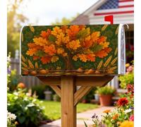 Coperture magnetiche per cassette postali in quercia, decorazione rustica per cassetta postale con foglie e ghiande verde autunnale, per decorazioni per la casa e il giardino, 45,7 x 53,7 cm