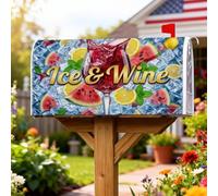 Coperture magnetiche per cassette postali in vetro da cocktail, copertura estiva per cassetta postale con anguria e limone, per decorazione del prato, 45,7 x 53,7 cm