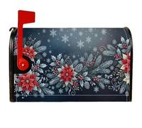 Coperture magnetiche per cassette postali invernali con stelle di Natale | Stampa botanica invernale, copertura per cassetta delle lettere, rami di pino, bacche rosse, fiocchi di neve