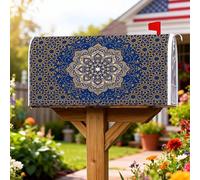Coperture magnetiche per cassette postali mandala, bohémien, eleganti, floreali, stelle, nessuna blu navy, per decorazioni esterne, 45,7 x 53,7 cm