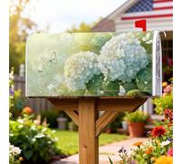 Coperture magnetiche per cassette postali, motivo ortensia, primavera, natura, farfalla, foglie, primavera, verde, decorazione per cassetta postale per esterni, giardino, cortile, 53 x 64 cm