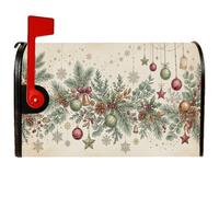 Coperture magnetiche per cassette postali natalizie con ghirlanda natalizia | Rami di pino, involucri per cassette postali, palline da appendere, fiocchi di neve invernali, estetica rustica