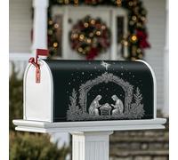 Coperture magnetiche per cassette postali Nativity, decorazioni natalizie rustiche per cassetta postale con arco stellato, colore nero, per decorazione da giardino e cortile, 53 x 65,5 cm