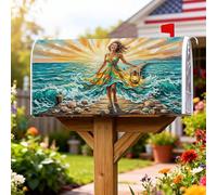 Coperture magnetiche per cassette postali oceaniche, copertura per cassetta postale estiva estiva blu per decorazione del prato, 45,7 x 53,7 cm