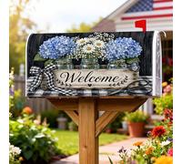 Coperture magnetiche per cassette postali ortensie, rustiche fattoria, crisantemo, barattolo di muratore, copertura per cassetta postale blu estivo per decorazione portico anteriore, 45,7 x 53,7 cm