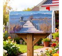 Coperture magnetiche per cassette postali, paesaggio rustico, montagne acquatiche, estate, blu, copertura per cassette postali per decorazioni esterne 45,7 x 53,3 cm