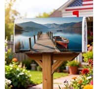 Coperture magnetiche per cassette postali, panoramiche rustiche sul lago, copertura per cassetta postale estiva blu per la decorazione del prato, 53 x 65,5 cm
