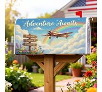 Coperture magnetiche per cassette postali per aerei, copertura per cassetta postale con nuvole fantasiose e fantasiose arcobaleno primaverile, per decorazione della porta d'ingresso, 53 x 64 cm