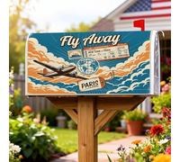 Coperture magnetiche per cassette postali per aerei, stile vintage, con nuvole da viaggio, blu, per decorazioni esterne, 45,7 x 53,3 cm