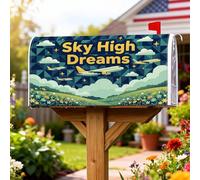 Coperture magnetiche per cassette postali per aereo, copertura per cassetta delle lettere con campo nuvoloso e fantasioso estivo blu, decorazione per esterni, giardino, cortile, 45,7 x 53,3 cm