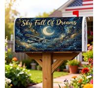 Coperture magnetiche per cassette postali per aereo, decorazioni per cassette postali celesti nautiche a mezzaluna e stelle, blu navy, decorazione per portico anteriore, 53 x 65,5 cm