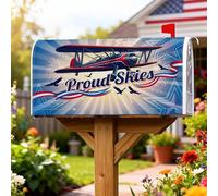 Coperture magnetiche per cassette postali per aereo, motivo patriottico vintage, con nastro per il giorno dell'indipendenza, copertura per cassetta postale stagionale per esterni, decorazione da