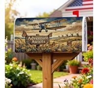 Coperture magnetiche per cassette postali per aereo, rustiche vintage con farfalla che vince l'estate blu per le vacanze, decorazione per giardino e patio, 45,7 x 53,7 cm