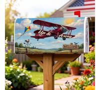 Coperture magnetiche per cassette postali per aereo, stile vintage, giocoso, gallo, estate, rosso, decorazione per cortile, 45,7 x 53,7 cm