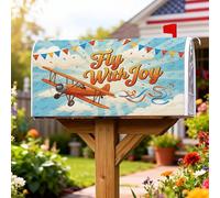 Coperture magnetiche per cassette postali per aereo, striscioni vintage con nuvole giocose estive blu copertura per cassetta postale per decorazione cortile anteriore 45,7 x 53,7 cm